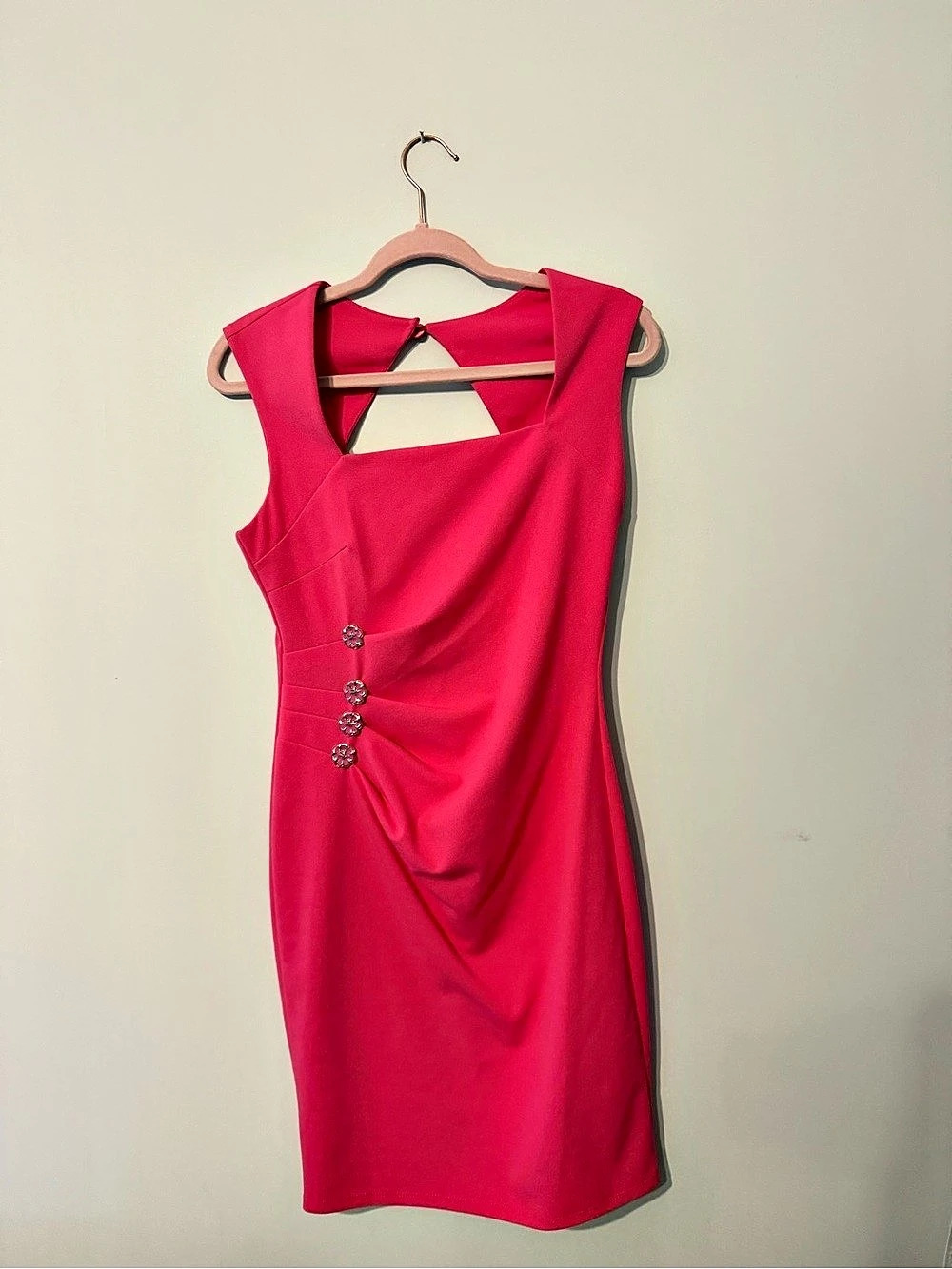Save The Queen! Dress Draped Mini in Pink Size Large NWT